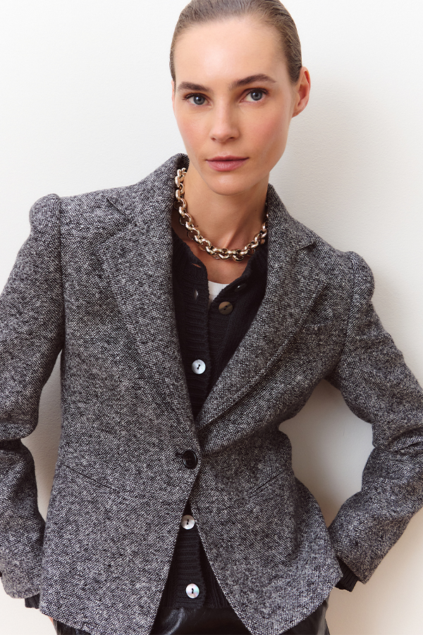 Blazer in tweed con taschino